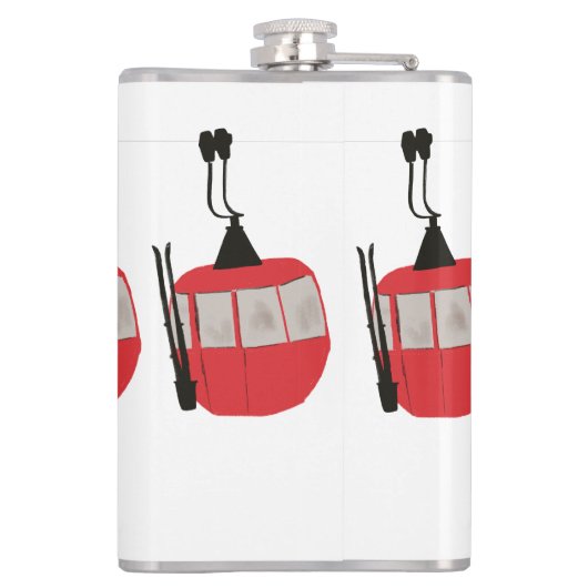 Personalisierter Retro-Skilift, Skipiste - Berg Flachmann (Rückseite)