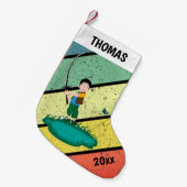 Personalisierter Retro-Sonnenuntergang Boy Child B Kleiner Weihnachtsstrumpf (Vorderansicht (hängend))