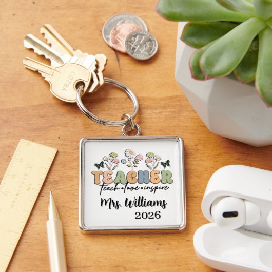 Personalisierter Retro-Stil Lehrer Schlüsselanhänger (Schreibtisch)