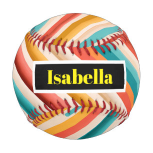 Personalisierter Retro-Streifen Baseball Bunt