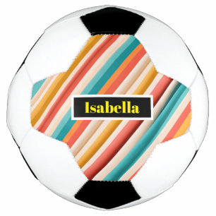 Personalisierter Retro-Strip-Fußballball Bunt Fußball