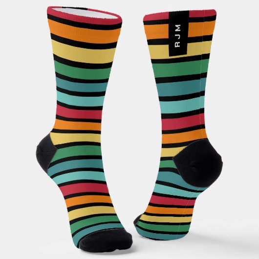 Personalisierter Retro Stripey Socken (Gewinkelt)