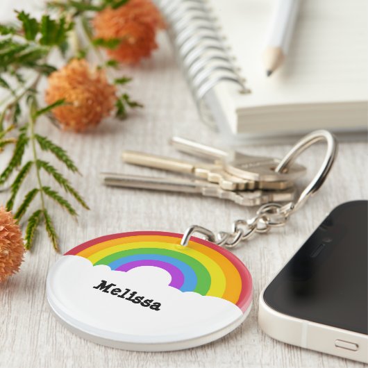 Personalisierter Retro-Style Rundbogen und Wolken Schlüsselanhänger (Vorderseite rechts)