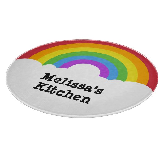 Personalisierter Retro-Style Rundbogen und Wolken Schneidebrett (Ecke)