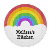 Personalisierter Retro-Style Rundbogen und Wolken Schneidebrett (Vorderseite)