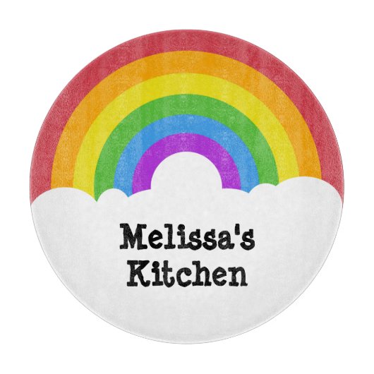 Personalisierter Retro-Style Rundbogen und Wolken Schneidebrett (Vorderseite)