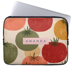 Personalisierter Retro-Tomaten-Garten-Stil Laptopschutzhülle