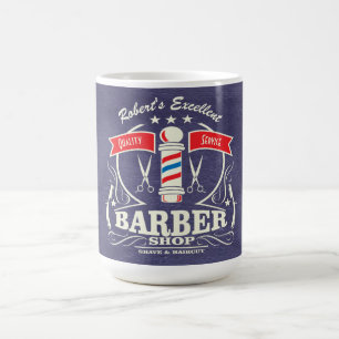 Personalisierter Retro Vintage Rot Blau Barbier Fr Kaffeetasse