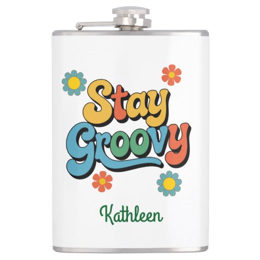 Personalisierter Retro-Vinyl-ummantelter Kolben Flachmann (Vorderseite)