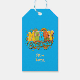 Personalisierter Retro-Weihnachts-Groovy-Name Geschenkanhänger