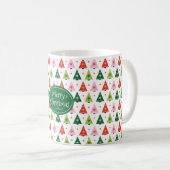 Personalisierter Retro-Weihnachtsbaum Mitte des Ja Kaffeetasse (VorderseiteRechts)