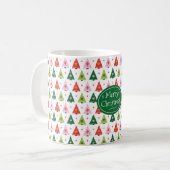 Personalisierter Retro-Weihnachtsbaum Mitte des Ja Kaffeetasse (Vorderseite Links)