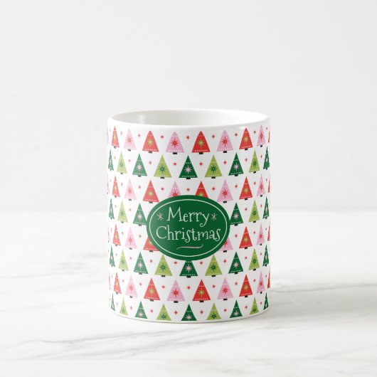 Personalisierter Retro-Weihnachtsbaum Mitte des Ja Kaffeetasse (Mittel)