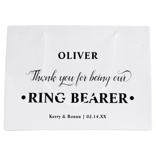 Personalisierter Ringträger Schwarz/Weiß Vielen Da Große Geschenktüte (Vorderseite)