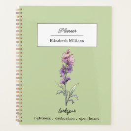 Personalisierter Rittersporn-Blumen-Geburtsmonats- Planer
