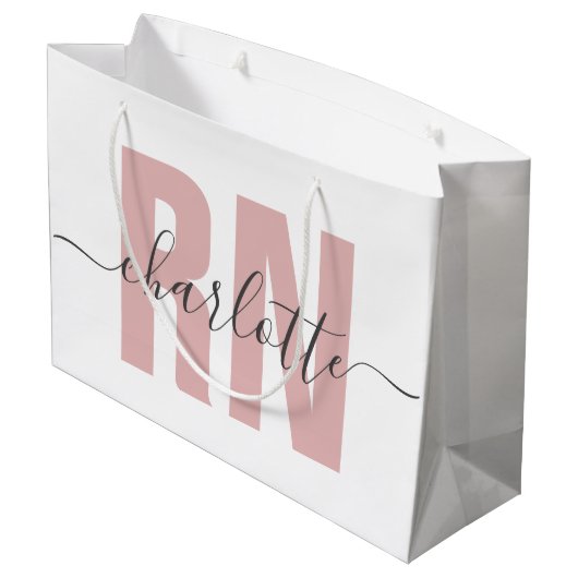 Personalisierter RN-Abschluss Große Geschenktüte (Rückseite Schrägansicht)