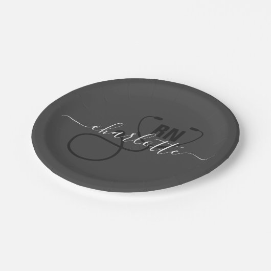 Personalisierter RN-Abschluss Pappteller (Schrägansicht)