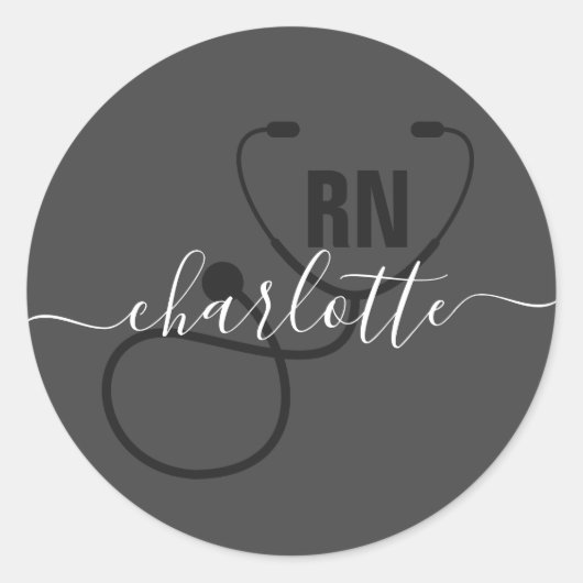 Personalisierter RN-Abschluss Runder Aufkleber (Vorderseite)