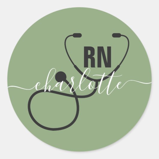 Personalisierter RN-Abschluss Runder Aufkleber (Vorderseite)