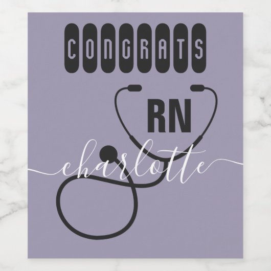 Personalisierter RN-Abschluss Weinetikett (Einzelnes Label)