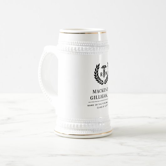 Personalisierter RN Nursing School Abschluss Elega Bierglas (Vorderseite Links)