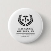 Personalisierter RN Nursing School Abschluss Elega Button (Vorderseite)