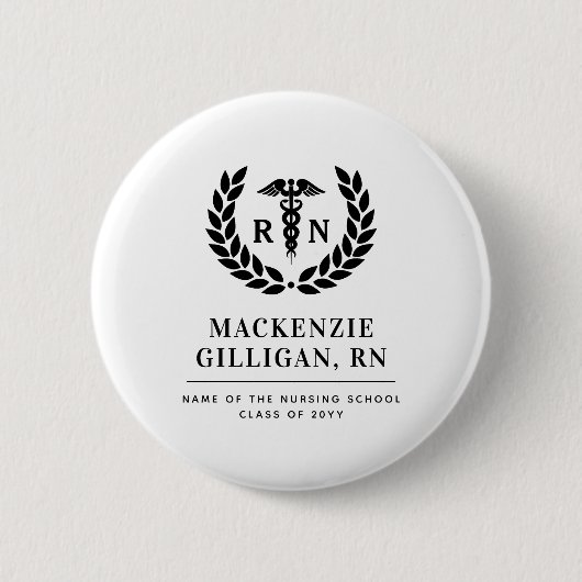 Personalisierter RN Nursing School Abschluss Elega Button (Vorderseite)