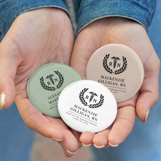 Personalisierter RN Nursing School Abschluss Elega Button
