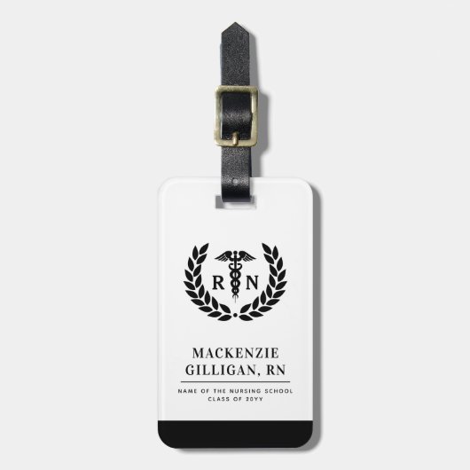 Personalisierter RN Nursing School Abschluss Elega Gepäckanhänger (Vorderseite vertikal)