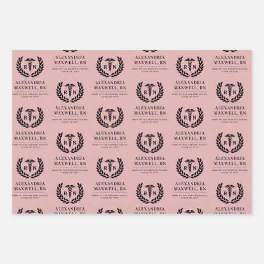 Personalisierter RN Nursing School Abschluss Elega Geschenkpapier Set (Vorderseite 3)