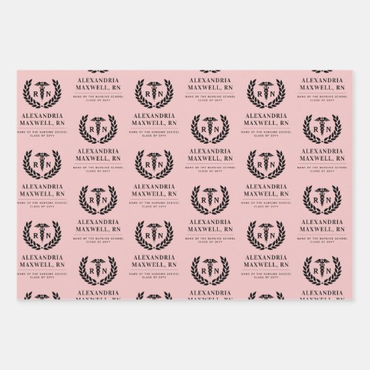 Personalisierter RN Nursing School Abschluss Elega Geschenkpapier Set (Vorderseite 2)