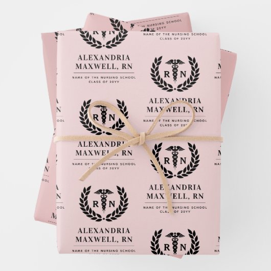 Personalisierter RN Nursing School Abschluss Elega Geschenkpapier Set (Beispiel)