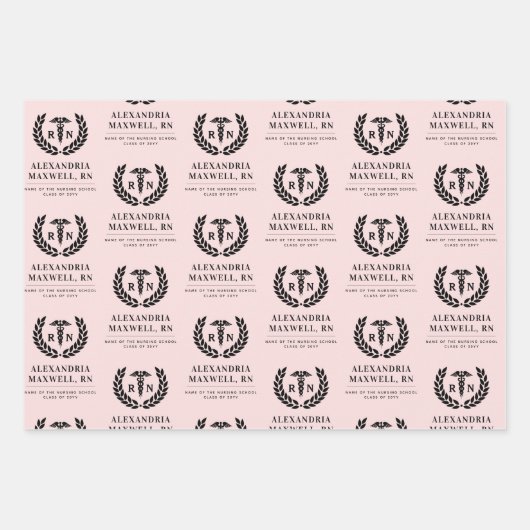 Personalisierter RN Nursing School Abschluss Elega Geschenkpapier Set (Vorderseite)