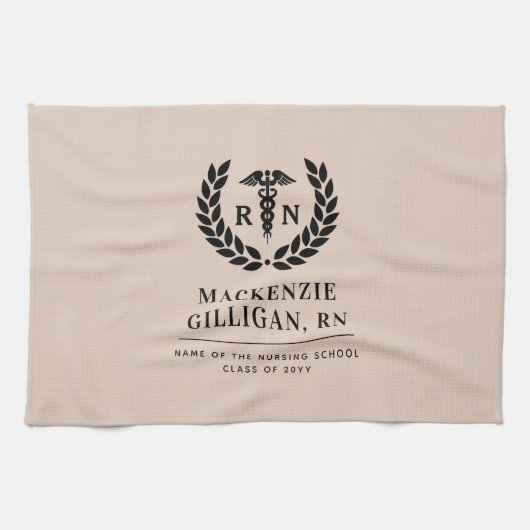 Personalisierter RN Nursing School Abschluss Elega Geschirrtuch (Horizontal)