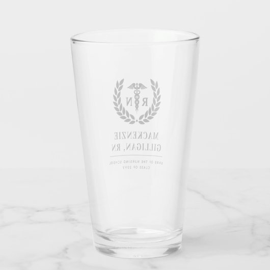 Personalisierter RN Nursing School Abschluss Elega Glas (Rückseite)