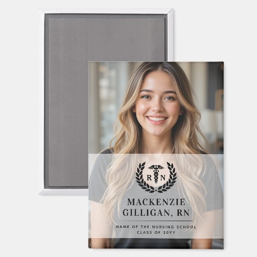 Personalisierter RN Nursing School Abschluss Elega Magnet (Vorderseite/Rückseite)