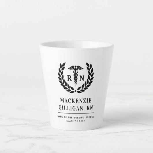 Personalisierter RN Nursing School Abschluss Elega Milchtasse (Vorderseite)