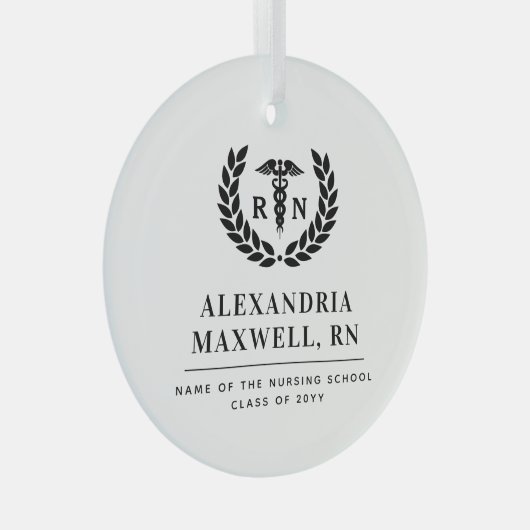 Personalisierter RN Nursing School Abschluss Elega Ornament Aus Glas (Vorderseite Rechts)