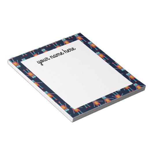 Personalisierter Robot Notepad Notizblock (angewinkelt)