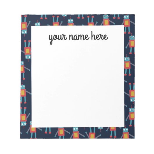 Personalisierter Robot Notepad Notizblock (Vorderseite)