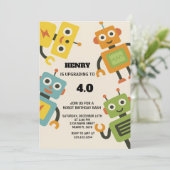 Personalisierter Roboter zum Geburtstag Einladung (Stehend Vorderseite)