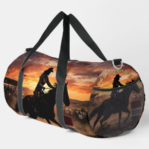 Personalisierter Rodeo-Cowgirl-Barrel-Racing-Tasch Duffle Bag