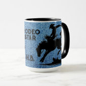 Personalisierter Rodeo-Star Blaue Denim Tasse (VorderseiteRechts)