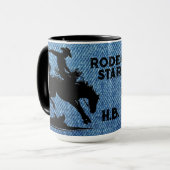 Personalisierter Rodeo-Star Blaue Denim Tasse (Vorderseite Links)