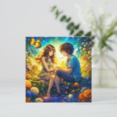 Personalisierter romantischer Anime-Veilental Vale Karte (Stehend Vorderseite)