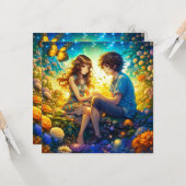 Personalisierter romantischer Anime-Veilental Vale Karte (Vorderseite/Rückseite Beispiel)