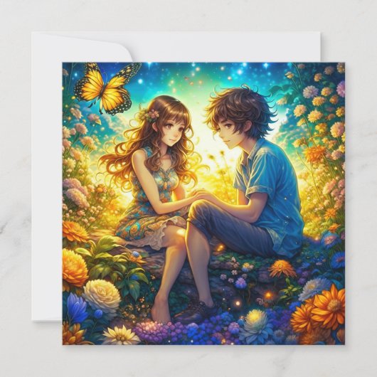 Personalisierter romantischer Anime-Veilental Vale Karte (Vorderseite)