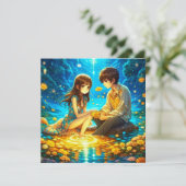 Personalisierter romantischer Anime-Veilental Vale Karte (Stehend Vorderseite)