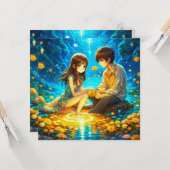 Personalisierter romantischer Anime-Veilental Vale Karte (Vorderseite/Rückseite Beispiel)