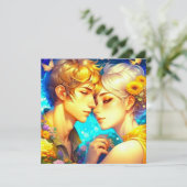 Personalisierter romantischer Anime-Veilental Vale Karte (Stehend Vorderseite)